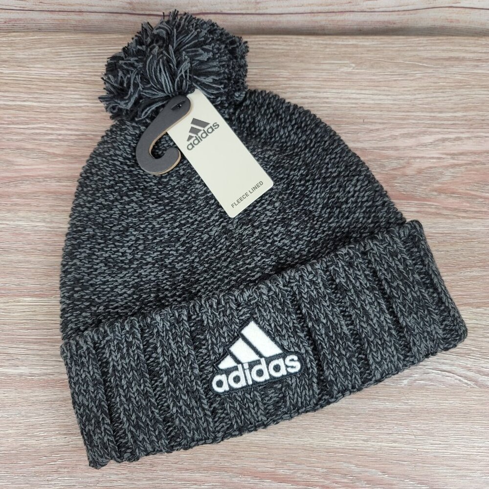 NEW Adidas Recon 3 Ballie Pom Beanie Men's One Size Fleece Lined Winter Hat Knit